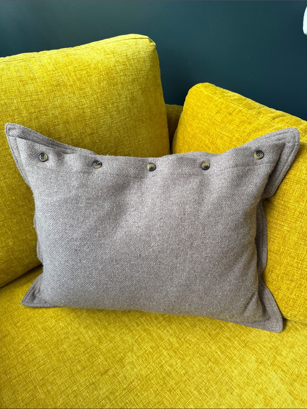 Ralph Lauren dark purple rectangular wool throw pillow and down insert